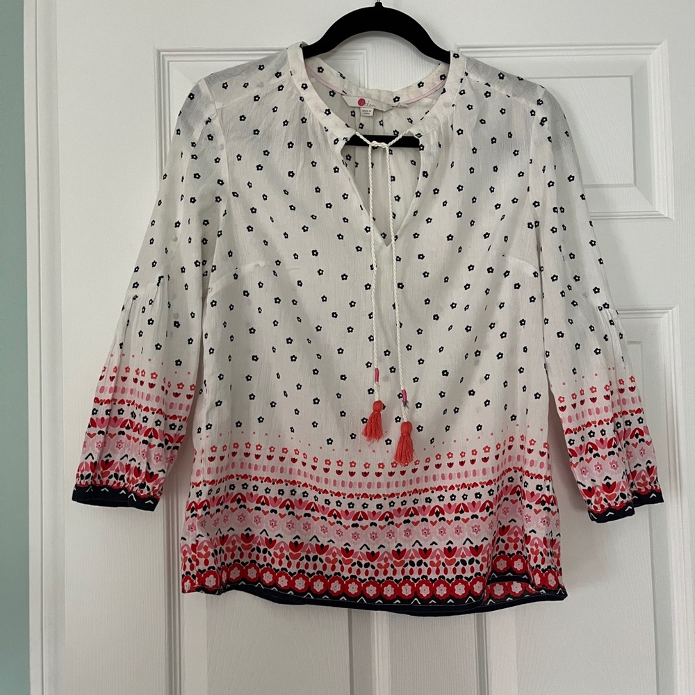 Boden Gauzy Cotton Boden Peasant Blouse Colorful Bohemian Size 6 Travel Resort